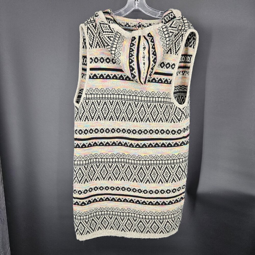 Monteau Sweater Vest Womens Large Hooded Knit Boho Pockets Layering Pullover - Picture 6 of 10